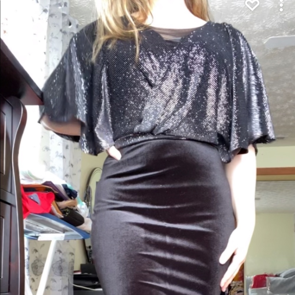 Velvet Black Sparkly Dress